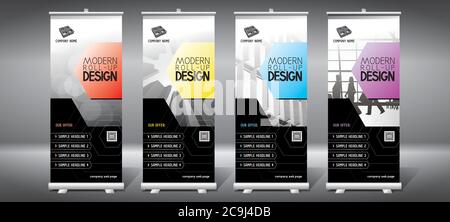 Roll-up templates (85x200 cm) - modern office buildings, skyscrapers Stock Vector