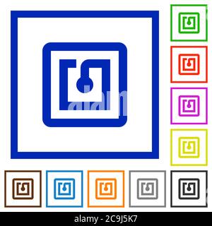 NFC sticker flat color icons in square frames on white background Stock Vector