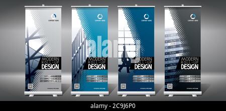 Roll-up templates (85x200 cm) - modern office buildings Stock Vector