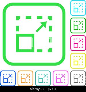 Maximize element vivid colored flat icons in curved borders on white background Stock Vector