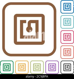 NFC sticker simple icons in color rounded square frames on white background Stock Vector