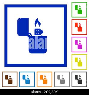 Lighter flat color icons in square frames on white background Stock Vector