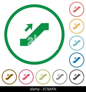 Escalator up sign flat color icons in round outlines on white background Stock Vector