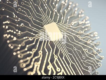 Circuit board in the shape of a human brain, illustration. Stock Photo