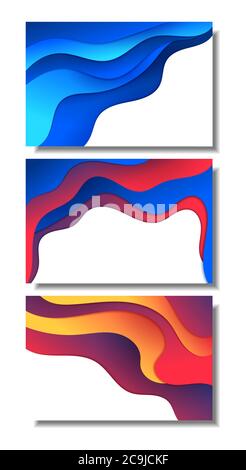 Abstract colorful wavy background set for presentation template, web banner, flyer, poster, brochure. Stock Vector