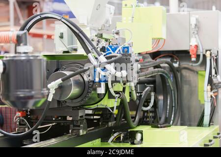 Industrial plastic injection moulding machine. Stock Photo