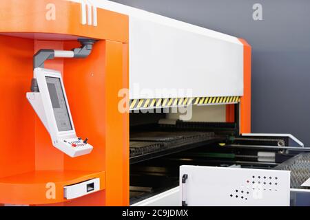 Precision fibre laser cutting machine. Stock Photo