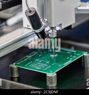 Printed circuit board production. Stock Photo