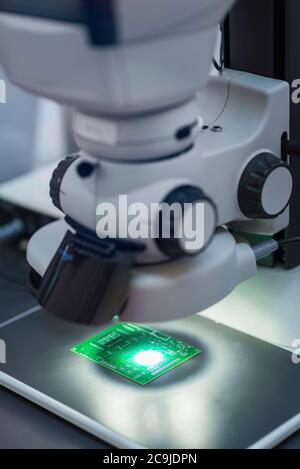 Circuit board production close-up. Stock Photo