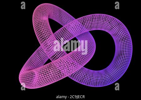 Computer illustration of a torus knot wireframe. Stock Photo