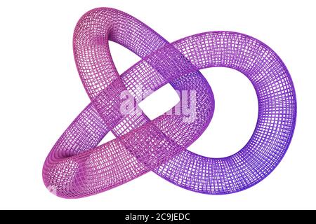 Computer illustration of a wireframe of a torus knot. Stock Photo