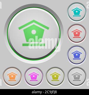 Bird feeder color icons on sunk push buttons Stock Vector