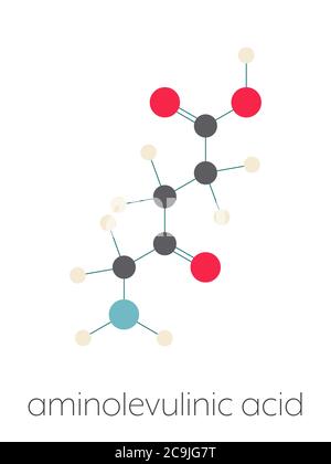 d-aminolevulinic acid (ALA) drug molecule. Used in diagnosis and treatment (photodynamic therapy) of cancer. Stylized skeletal formula (chemical struc Stock Photo