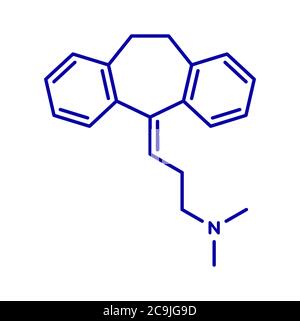 Amitriptyline. Molecular model of the antidepressant drug amitriptyline ...