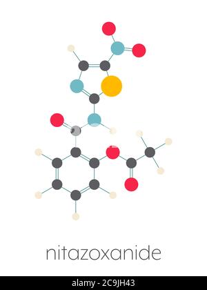 Nitazoxanide Antiprotozoal Drug Molecule. Stylized Skeletal Formula ...