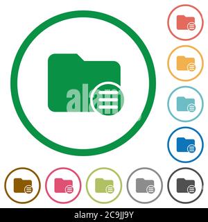 Directory options flat color icons in round outlines on white background Stock Vector