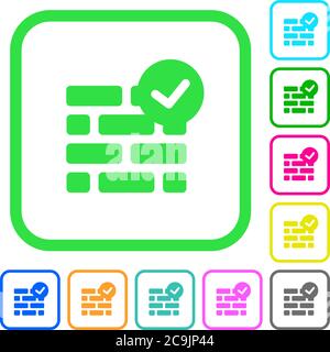 Active firewall vivid colored flat icons in curved borders on white background Stock Vector