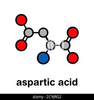 Aspartic acid (L-aspartic acid, Asp, D) amino acid molecule. Skeletal ...