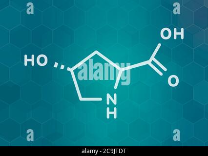 Hydroxyproline (Hyp) amino acid. Essential component of collagen. Blue ...