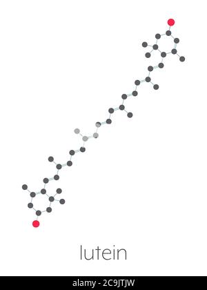 Lutein yellow-orange plant pigment molecule. Used as food and feed additive but also naturally present in many vegetables. Stylized skeletal formula ( Stock Photo
