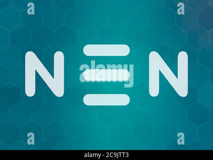 Elemental nitrogen (N2) molecule. Nitrogen gas is the main component of ...
