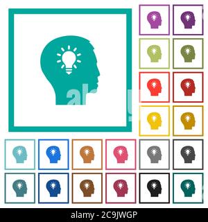 Idea flat color icons with quadrant frames on white background Stock Vector