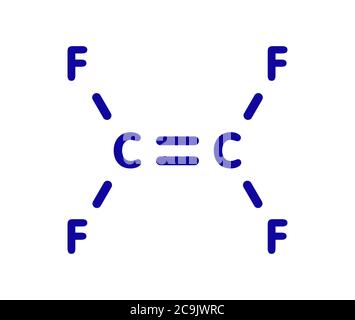 Tetrafluoroethylene (TFE), polytetrafluoroethylene (PTFE) polymer building block. PTFE is used in non-stick coating for cookware and as a lubricant. B Stock Photo