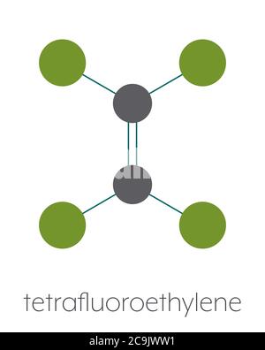 Tetrafluoroethylene (TFE), polytetrafluoroethylene (PTFE) polymer building block. PTFE is used in non-stick coating for cookware and as a lubricant. A Stock Photo