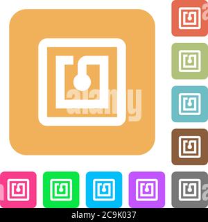 NFC sticker flat icons on rounded square vivid color backgrounds. Stock Vector
