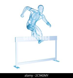 Man jumping over an obstacle, illustration. Stock Photo