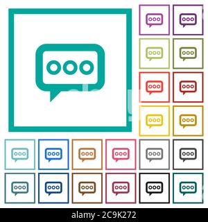 Working chat flat color icons with quadrant frames on white background Stock Vector