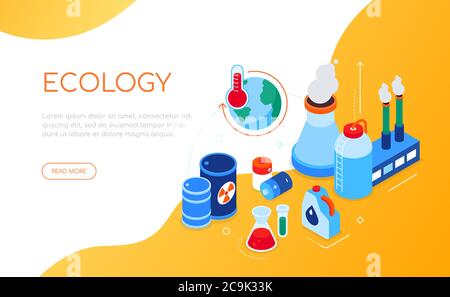 Ecological problems - modern colorful isometric web banner Stock Vector
