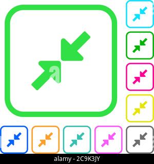 Resize small vivid colored flat icons in curved borders on white background Stock Vector