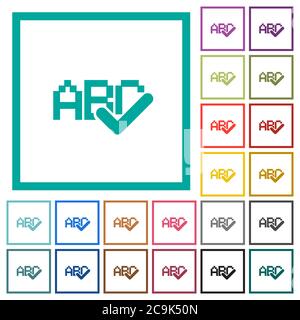 Spell check flat color icons with quadrant frames on white background Stock Vector