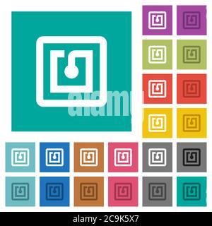 NFC sticker multi colored flat icons on plain square backgrounds. Included white and darker icon variations for hover or active effects. Stock Vector