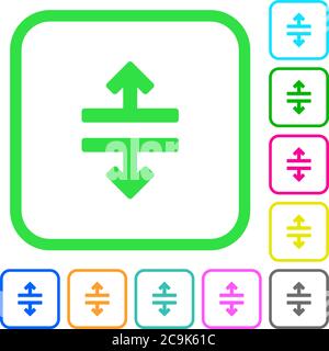 Horizontal split vivid colored flat icons in curved borders on white background Stock Vector