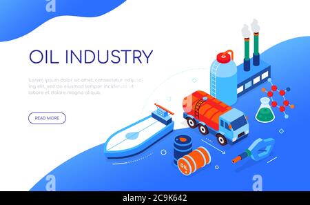 Oil industry - modern colorful isometric web banner Stock Vector