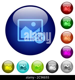 Image tools icons on round color glass buttons Stock Vector
