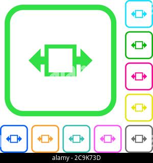 Width tool vivid colored flat icons in curved borders on white background Stock Vector