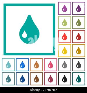 Drop flat color icons with quadrant frames on white background Stock Vector