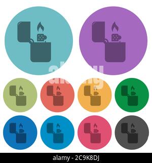 Lighter darker flat icons on color round background Stock Vector