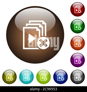 Cancel playlist white icons on edged square buttons in various trendy ...