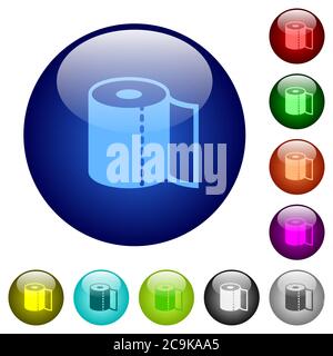 Paper towel icons on round color glass buttons Stock Vector