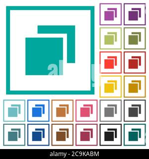 Overlapping elements flat color icons with quadrant frames on white background Stock Vector