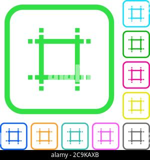 Adjust canvas size vivid colored flat icons in curved borders on white background Stock Vector