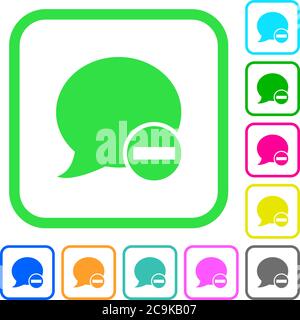 Delete blog comment vivid colored flat icons in curved borders on white background Stock Vector
