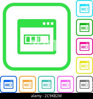 Application installing vivid colored flat icons in curved borders on white background Stock Vector