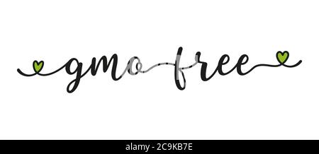 Hand sketched Gmo Free quote as banner or logo. Lettering for header, label, announcement, advertising Stock Vector