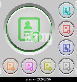 Contact filter color icons on sunk push buttons Stock Vector