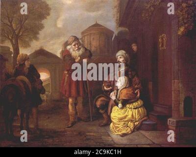 Jan Victors - Levite concubine Gibeah. Stock Photo